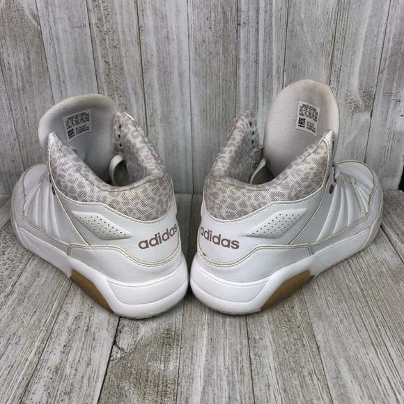 Adidas Womens 7.5 Play9tis Hi-Top Sneaker White Cheetah Leopard Animal Print - Picture 4 of 7